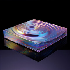 Poster - Illustration of a glass cube on black background. 