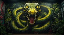 Graffiti Wall With A Scary Snake