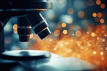 Poster - Professional laboratory microscope close-up, essence of science and medical research equipment.