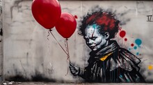 Graffiti Wall With A Scary Clown