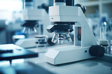 Poster - Science and medical research equipment, close-up of a professional laboratory microscope