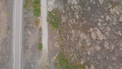 Sticker - Aerial view of river and bridge in Iceland on a overcast summer day