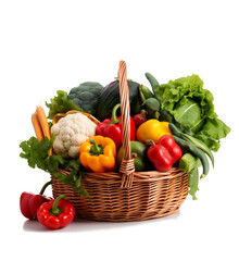 Canvas Print - Variety of vegetables in healthy basket on transparent background