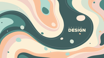 Poster - Abstract vintage poster with hand drawn smooth shapes, lines and spots. Trendy simple banner design. Organic colorful vector background