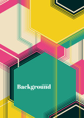 Poster - Abstract geometric poster with colorful hexagonal shapes. Vector minimalist illustration