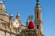  Zaragoza Spain. October 12, 2022 the Virgin of the Pilar dressed in flowers on the national day of Spain