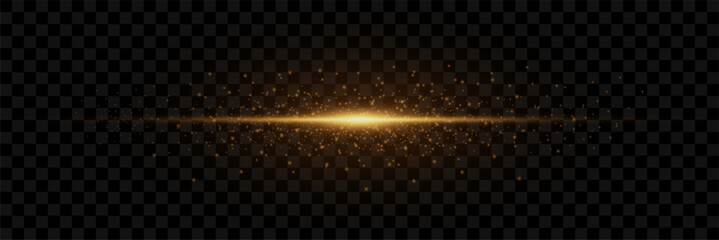 Wall Mural - gold line of light. magic glow, particles of light, sparks. glowing line png. vector image.