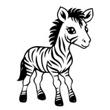 Fototapeta Konie - Hand drawn vector coloring page of cartoonish Zebra