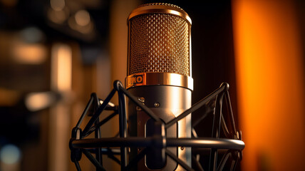 photograph of Condencer Mic for studio recording voice.generative ai