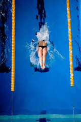 male professional competitive swimmer in swimming pool