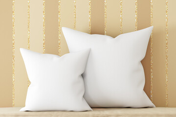 Wall Mural - pillows on the bed mockup