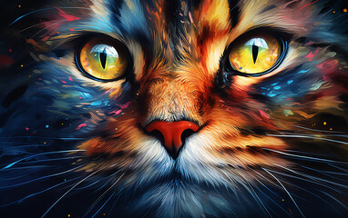 Wall Mural - Cat's eye, colorful watercolor image.