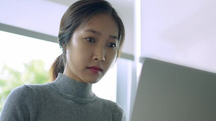 Code-up, woman typing on laptop keyboard.
