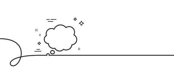 Poster - Comic Speech bubble line icon. Continuous one line with curl. Chat sign. Communication or Comment symbol. Comic message single outline ribbon. Loop curve pattern. Vector