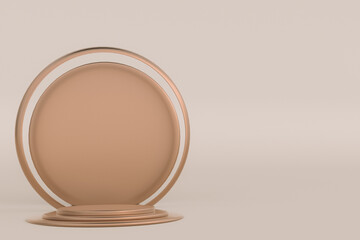 Poster - 3D golden podium, product promotion pedestal. Abstract minimal studio with copy space