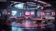 © MiaStendal - Sci-fi futuristic interior, neon. AI generation