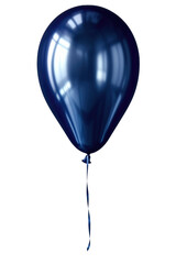 Dark blue metallic balloon isolated on transparent background. Generative ai