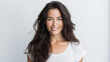 © bmf-foto.de - portrait of an attractive female in her 30s with long black hair isolated against a white background