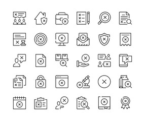 Poster - X mark icons. Vector line icons set. Cross marks concepts. Black outline stroke symbols