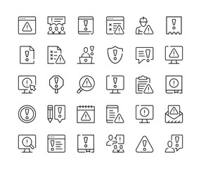Fototapete - Warning icons. Vector line icons set. Black outline stroke symbols