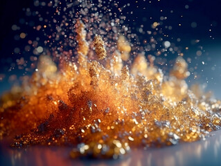 Poster - Abstract golden glitter particles. Futuristic background. Generative AI