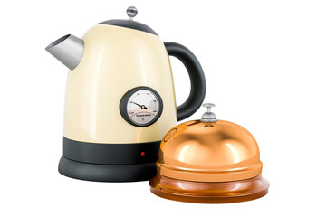 Poster - Electric kettle with reception bell, 3D rendering