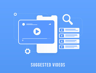 Poster - suggested video - seo concept of video hosting traffic sources. get views from related suggested vid