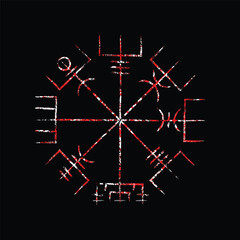 Canvas Print - Vegvisir true black blood silhouette