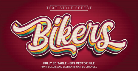 Canvas Print - Bikers Text Style Effect. Editable Graphic Text Template.