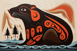 Fototapeta  - Traditional west coast indigenous art. Generative AI. 
