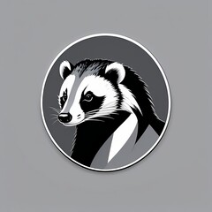 Wall Mural - Modern Badger Logo: Clean Shades of Gray & White, generative ai