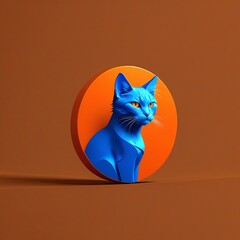 Wall Mural - Cat in a Rainbow of Orange and Blue Fur: An Adorable Iconic Logo, generative ai