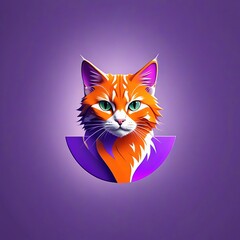 Wall Mural - A Mix of Light Orange and Light Purple: A Cat Icon Logo for Corporate Pet Owners, generative ai