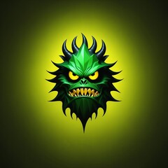 Wall Mural - The Monster of Corporate Light and Dark: A Green, Yellow, and Iconic Emblem, generative ai