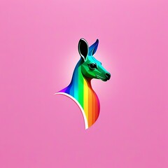 Wall Mural - Kangaroo and the Colorful Rainbow Logo: A Cheerful Business Icon, generative ai