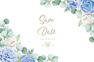 Poster - Luxury navy blue watercolor floral background design