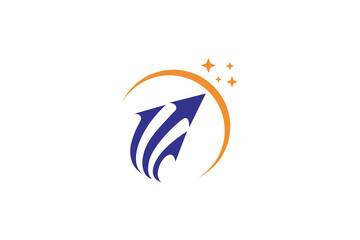 Wall Mural - Earth logo design with a combination of three up arrows and stars