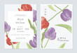 Grey elegant tulip flowers wedding invitation