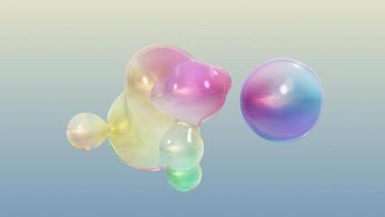 Aufkleber - A metaball animation that morphs liquid blobs. Background of 3D Abstract Colorful Metaballs. in 4K Ultra HD. An alpha matte and a smooth, looped 3D animation.