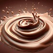 3d milk chocolate ripple whirlpool splash isolated on brown background