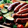 Grilled sausage with vegetable