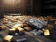 gold ore and gold bars