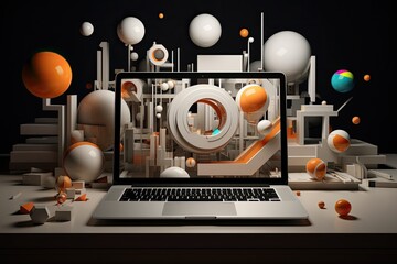 Poster - Abstract technology backdrop, geometric shapes for mock-up. Internet science concept design.