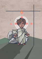 Poster - Hand drawn illustration of Jesus Child.