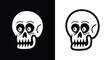 Skull icon. Vector black and white illustration.