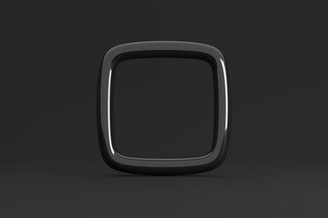 Poster - Black glass or ceramic frame on dark background. Abstract 3d render, minimalistic background, modern graphic design.
