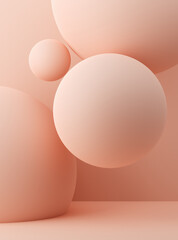 Aufkleber - Group of pink spheres, bubbles or balloons levitating on pastel background.