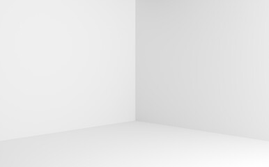 Aufkleber - Corner of a white room. Minimalistic empty studio background for product display. Blank showroom stage.