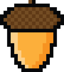 Sticker - Acorn Pixel art vector image