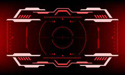 Sticker - HUD sci-fi interface screen view red design virtual reality futuristic technology display vector